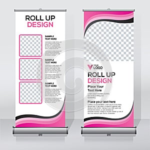 Roll up banner design template, abstract background, pull up design, modern x-banner, rectangle size.