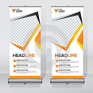 Roll up banner design template, vertical, abstract background, pull up design, modern x-banner, rectangle size.