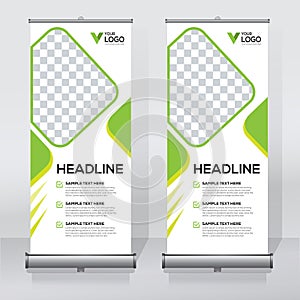 Roll up banner design template, vertical, abstract background, pull up design, modern x-banner, rectangle size.