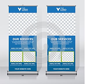 Roll up banner design template, vertical, abstract background, pull up design, modern x-banner, rectangle size.