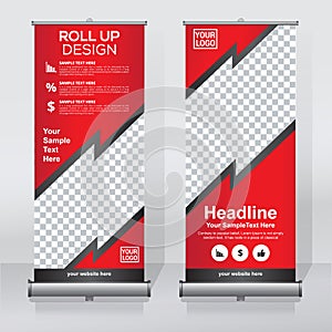 Roll up banner design template, vertical, abstract background, pull up design, modern x-banner, rectangle size.