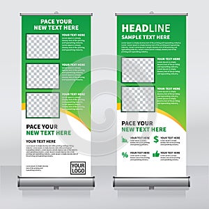 Roll up banner design template, vertical, abstract background, pull up design, modern x-banner, rectangle size.