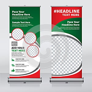 Roll up banner design template, vertical, abstract background, pull up design, modern x-banner, rectangle size.