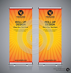 Roll up banner design template, vertical, abstract background, pull up design, modern x-banner, rectangle size.