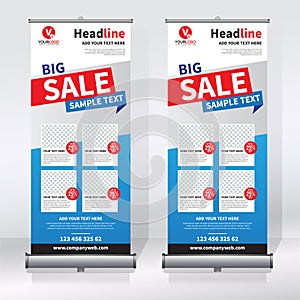 Roll up banner design template, vertical, abstract background, pull up design, modern x-banner, rectangle size.