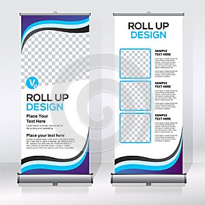 Roll up banner design template, vertical, abstract background, pull up design, modern x-banner, rectangle size.