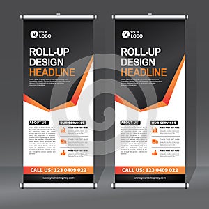 Roll up banner design template, vertical, abstract background, pull up design, modern x-banner, rectangle size.