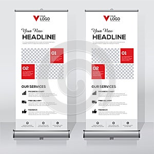 Roll up banner design template, vertical, abstract background, pull up design, modern x-banner, rectangle size.