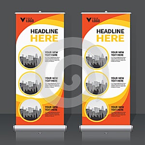 Roll up banner design template, vertical, abstract background, pull up design. Vector Banner