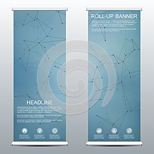 Roll-up banner for presentation and publication. Medicine, science, technology and business templates. Structure of