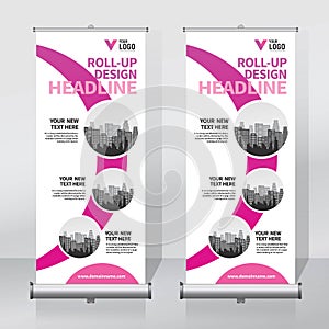 Roll up banner, pull up banner, x-banner, modern vertical new vector design template