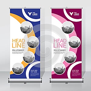 Roll up banner, pull up banner, x-banner, modern vertical new vector design template