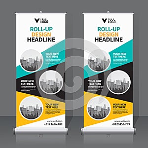 Roll up banner, pull up banner, x-banner,vertical new vector design template