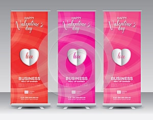 Roll Up banner set, happy valentine`s day Roll Up Banner design, valentines banner stand or flag design, Stand Design, pull up, ad