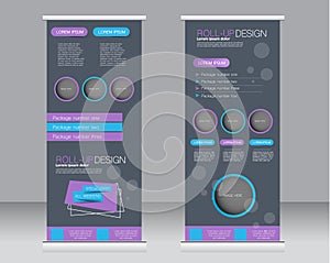 Roll up banner stand template. Abstract background for design, business, education, advertisement.