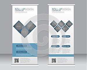 Roll up banner stand template. Abstract background for design, business, education, advertisement.