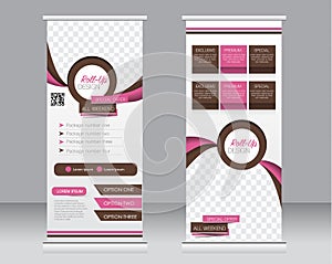 Roll up banner stand template. Abstract background for design, business, education, advertisement.