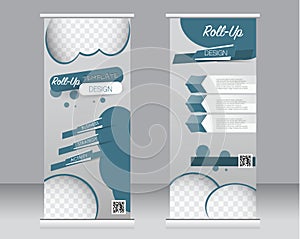 Roll up banner stand template. Abstract background for design, business, education, advertisement.