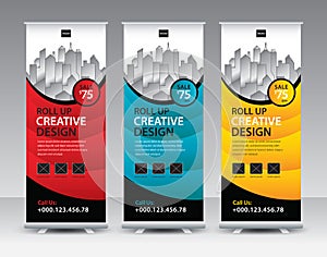 Roll up banner stand template Creative design, Modern Exhibition Advertising, flyer, presentation, pull up, web banner, flyer