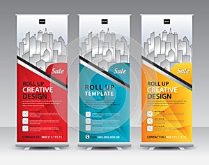 Roll up banner stand template Creative design, Modern Exhibition Advertising, flyer, presentation, pull up, web banner, poster