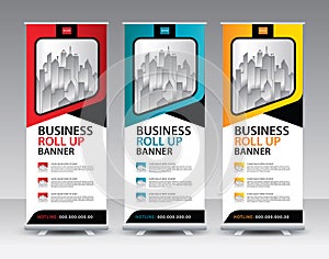 Roll up banner stand template Creative design, Modern Exhibition Advertising vector eps10