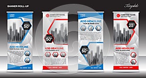 Roll up banner stand template design, x-banner, j flag