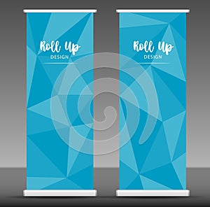 Roll up banner stand template design, blue business flyer