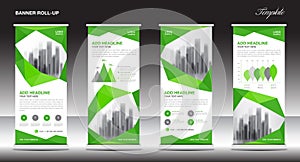 Roll up banner stand template design, Green banner layout