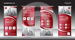 Roll up banner stand template design, Red banner layout