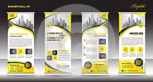 Roll up banner stand template design, Yellow banner layout