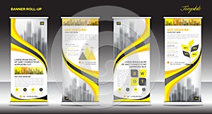 Roll up banner stand template design, Yellow banner layout