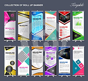 Roll Up Banner template Collection, stand template vector