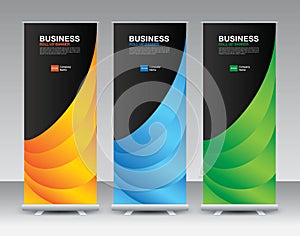 Roll Up banner template set, roll up banner design, banner stand or flag design, j-flag, x stand, x banner, exhibition show, Stand