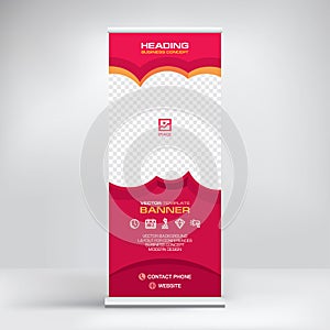Roll-up banner template, stand design for exhibitions, presentations, seminars, modern business concept