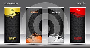 Roll Up Banner template vector illustration, polygon background