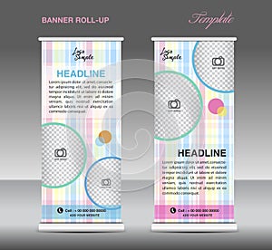 Roll up banner template vector, roll up stand, display, banner d