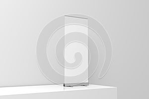 Roll-Up Banner White Blank 3D Rendering Mockup