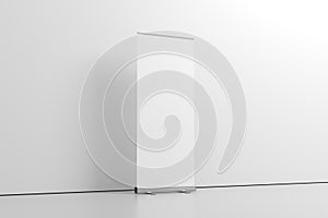 Roll-Up Banner White Blank 3D Rendering Mockup