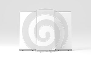 Roll-Up Banner White Blank 3D Rendering Mockup