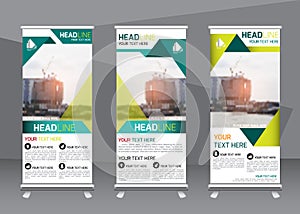 Roll up business brochure flyer banner design vertical template