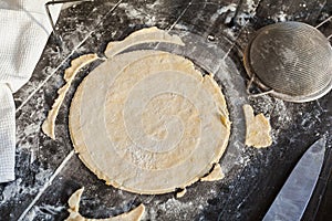 Roll up dough for Napoleon cake. Cooking process