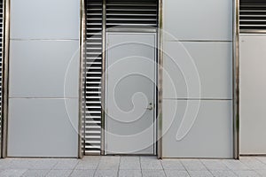 Roll up garage door on brick wall