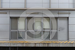 Roll up garage door on brick wall