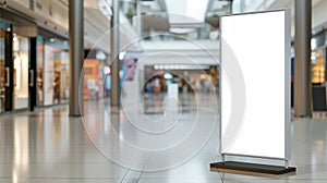 roll up mockup poster stand in an shopping center or mall environment