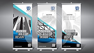 Roll-up template, design 85x200 cm - modern office buildings, skyscrapers