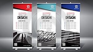 Roll-up template, design 85x200 cm - modern office buildings, skyscrapers