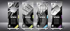 Roll-up templates 85x200 cm - modern office buildings, skyscrapers