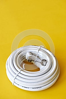 Roll of white coaxial antenna cable