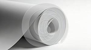 Roll of White Paper on a Clean White Background