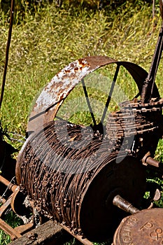 Old check-row corn planter